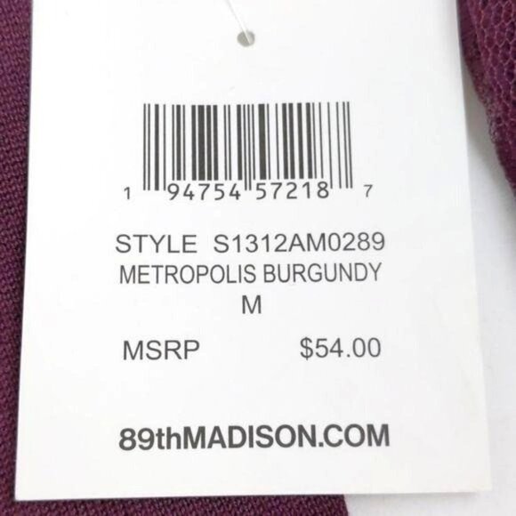 89th & Madison Women's Burgundy turtleneck sweater with lace sleeves M(NWT) - Picture 8 of 11